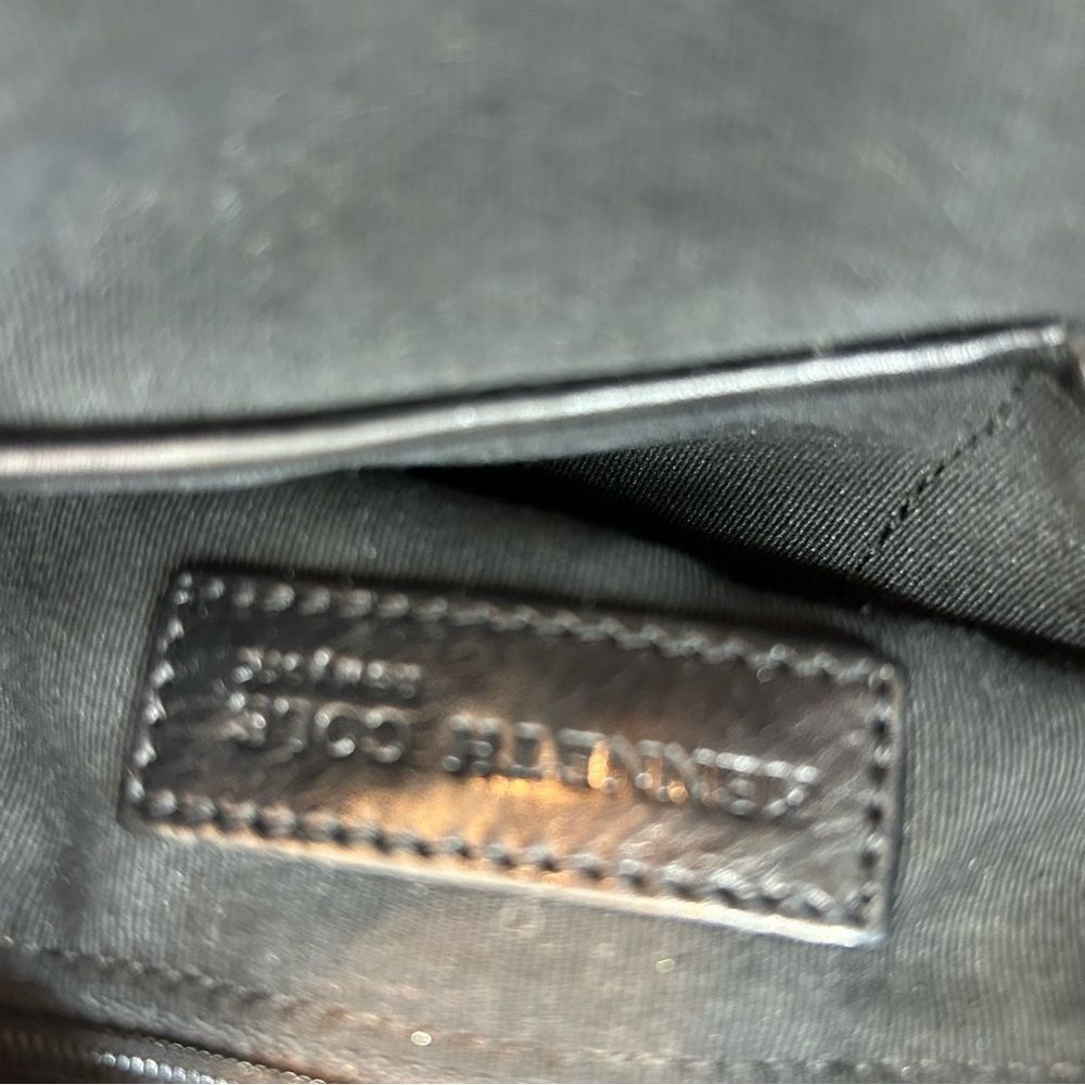 KENNETH COLE REACTION womans handbag black silver leather modern gothcore y2k - Picture 3 of 15
